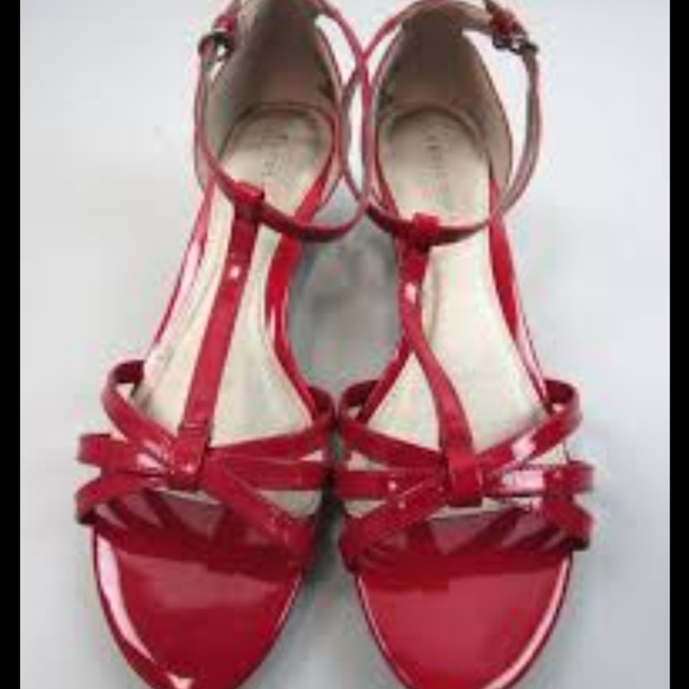 ISO:Red Apostrophe Sandals